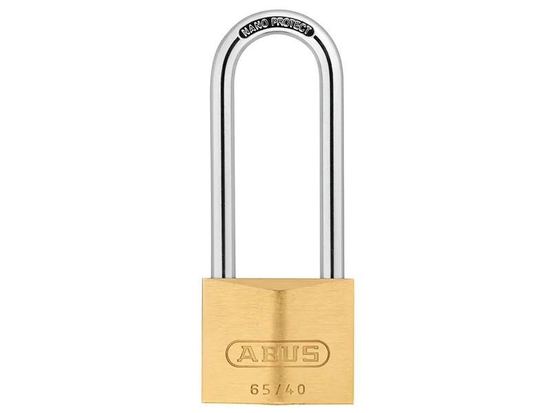 ABUS Mechanical 65/40mm Brass Padlock 63mm Long Shackle Carded