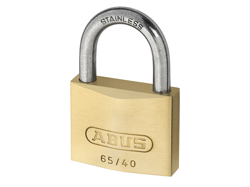 ABUS Mechanical 65IB/40mm Brass Padlock Stainless Steel Shackle Carded - Image 2