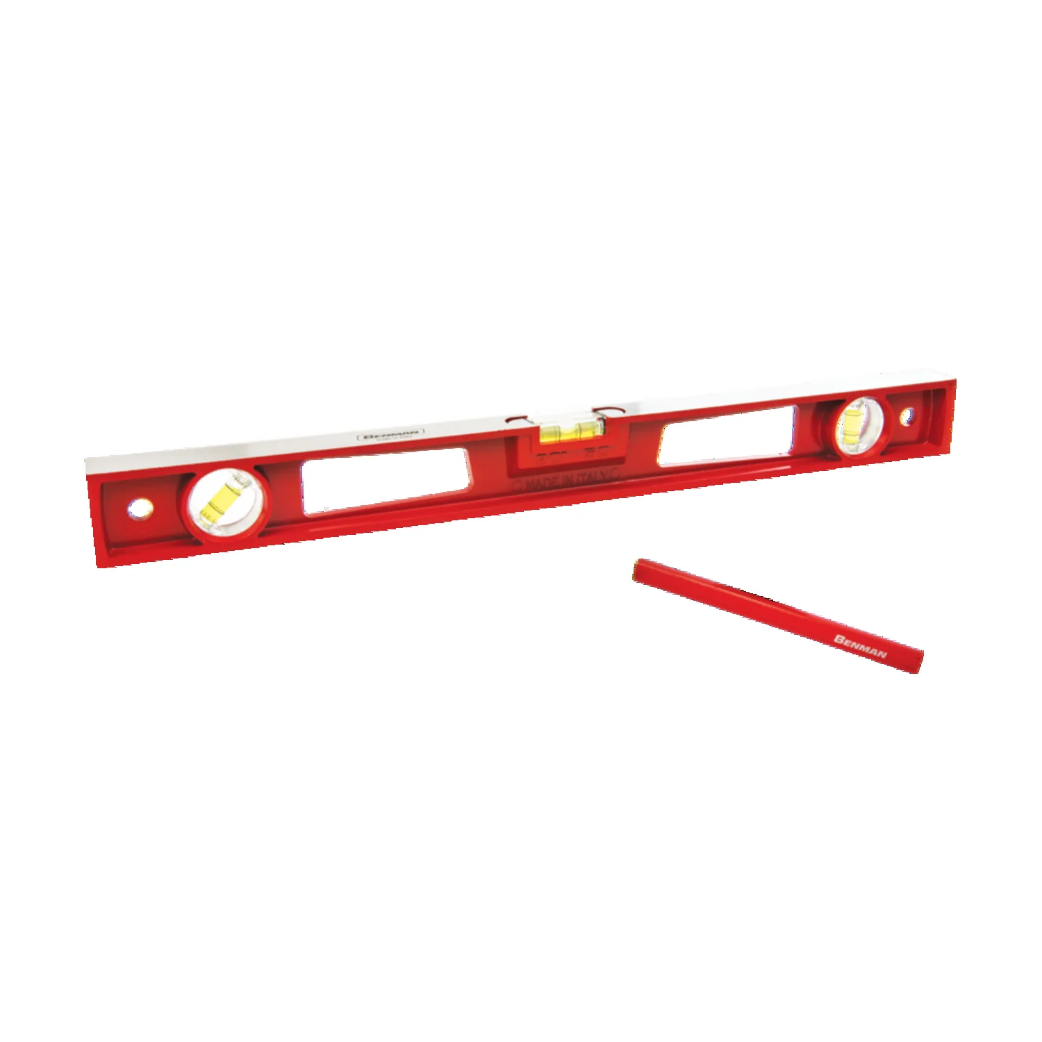 BENMAN LEVEL WITH 3 VIALS ALUM 60CM RED L53