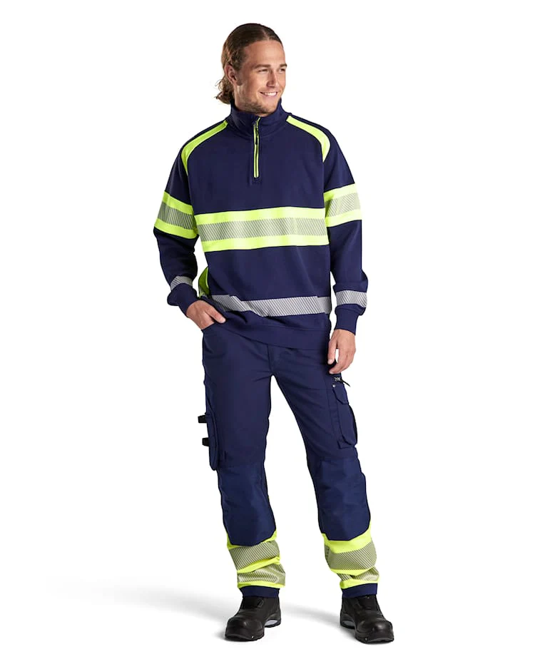 BLAKLADER HI-VIS SWEATER NAVY BLUE/HI-VIS YELLOW - Image 2