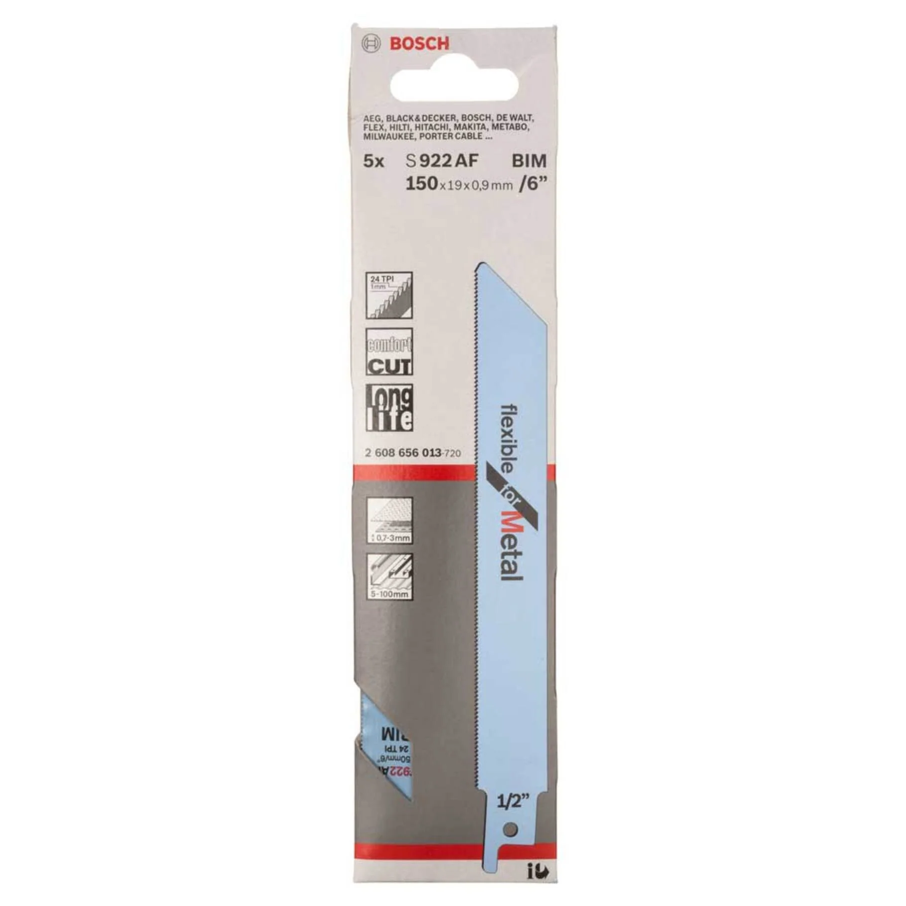 BOSCH S922AF RECIPROCATING SAW BLADE FOR METAL