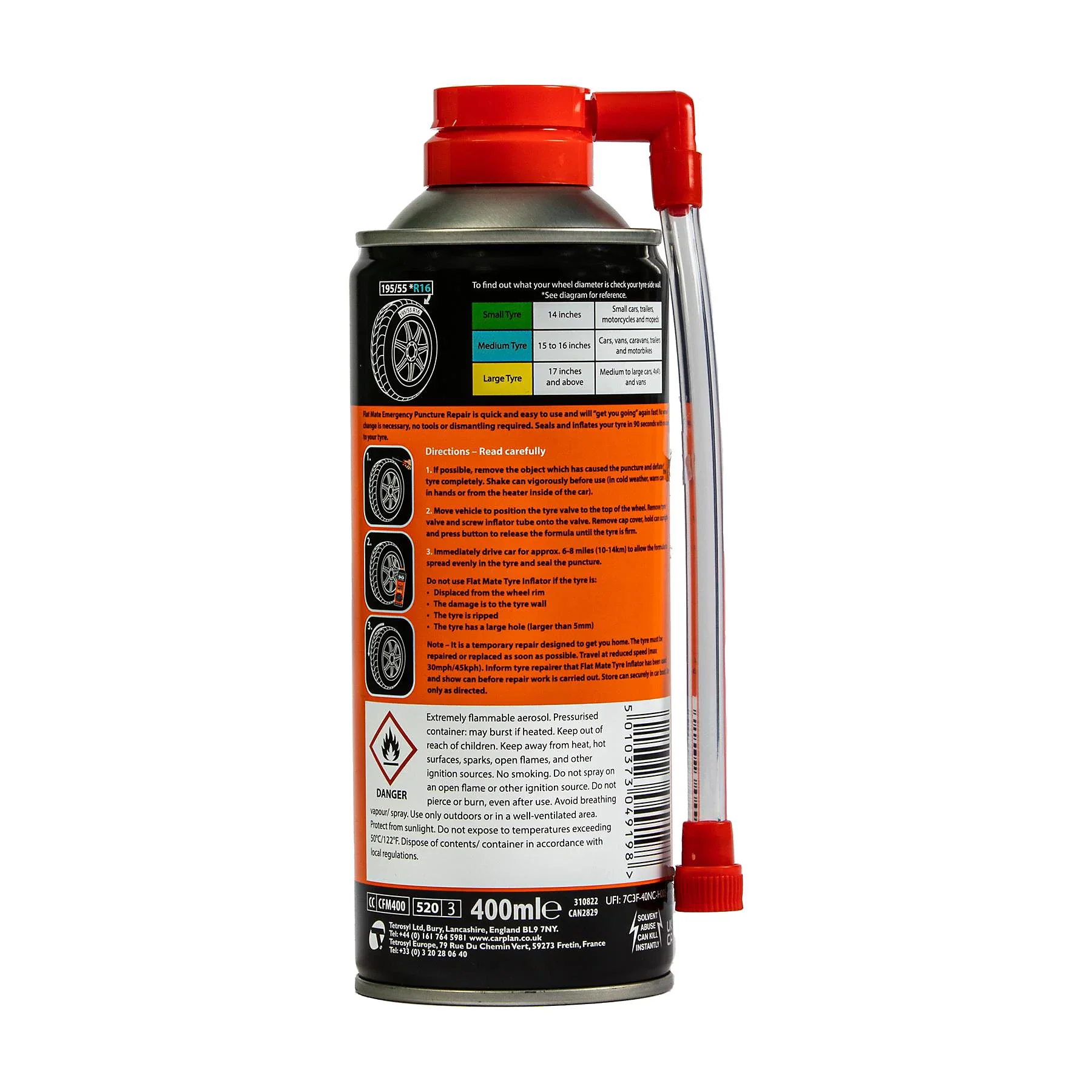 CARPLAN FLAT MATE TYRE INFLATOR MEDIUM 400ML - Image 3