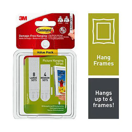COMMAND PICTURE HANGING STRIPS MED & LRG 12PK