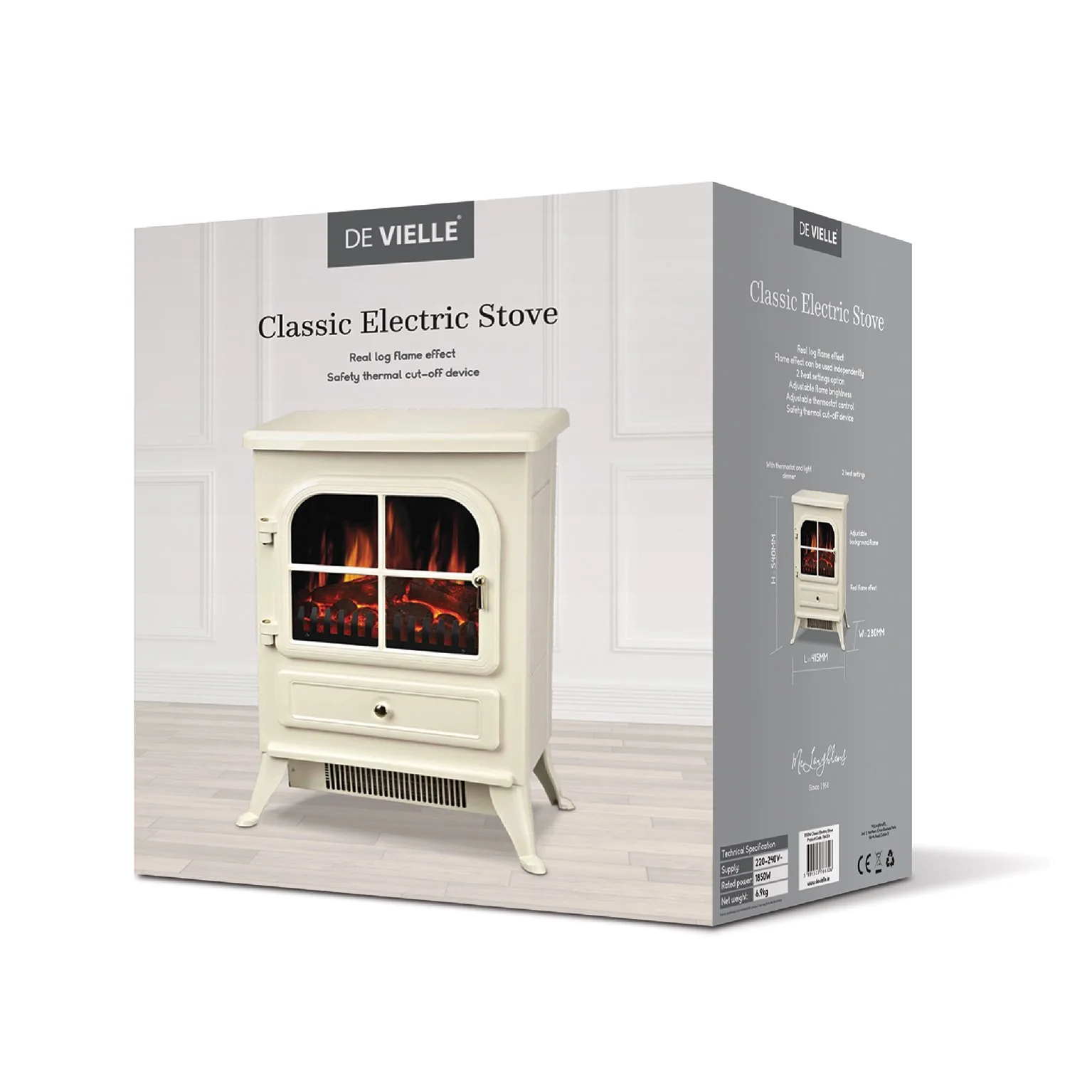 DE VIELLE CLASSIC ELECTRIC STOVE CREAM 1800W (LED BULB) - Image 4