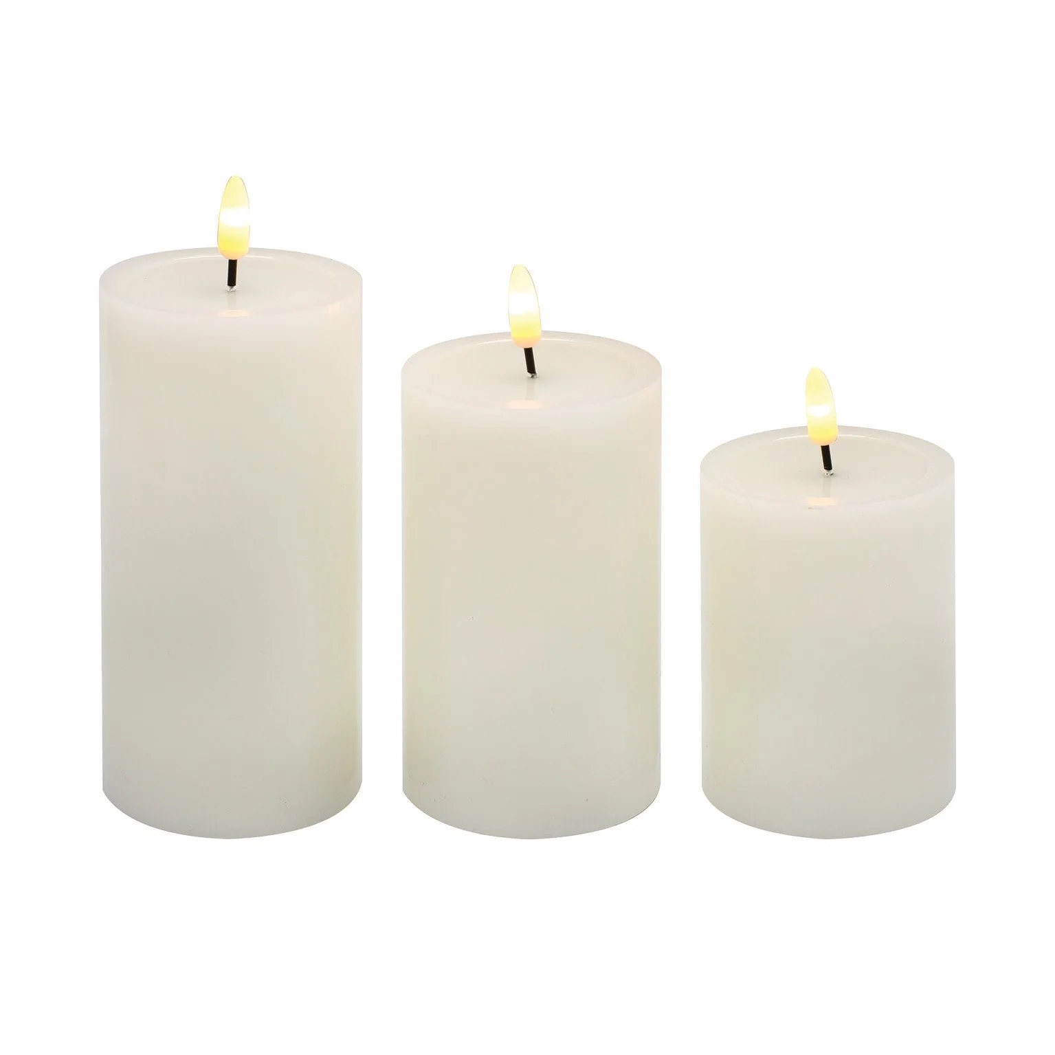 DE VIELLE FLAMELESS SET OF 3 IVY LED WAX PILLAR CANDLES - Image 2
