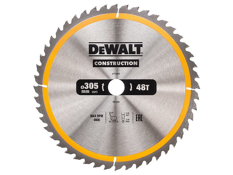 DEWALT Stationary Construction Circular Saw Blade 305 x 30mm x 48T - Image 2