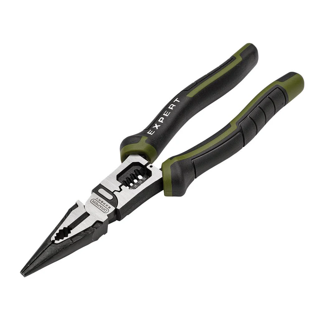 DRAPER 200MM LONG NOSE PLIERS WITH WIRE STRIPPER