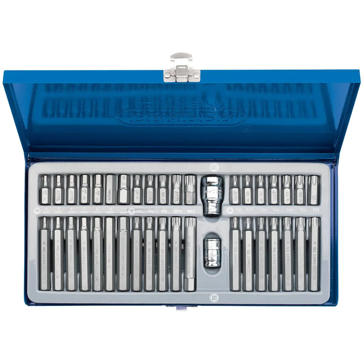 DRAPER EXPERT TX-STAR HEX. & SPLINE MECHANIC'S BIT SET, 3/8, 1/2" SQ. DR. (40 PIECE)