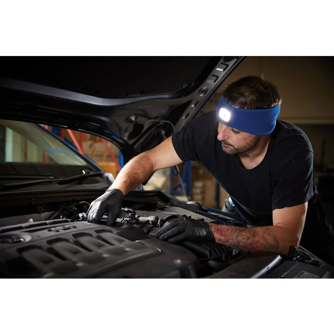 DRAPER HEADBAND WITH USB RECHARGEABLE LED TORCH, 1W, BLUE, ONE SIZE - Image 2