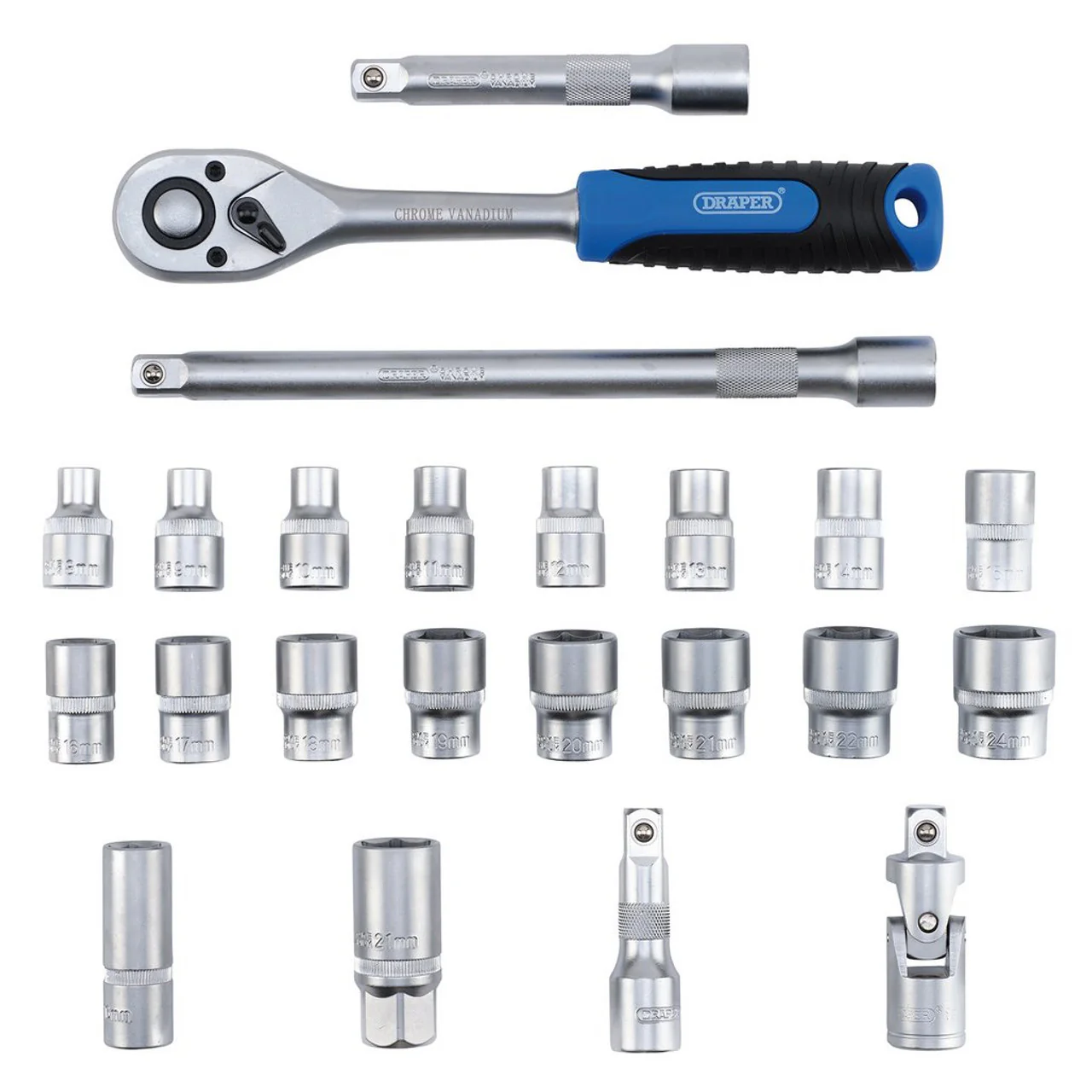 DRAPER HI-TORQ® METRIC SOCKET SET, 1/2" SQ.. DR. (23 PIECE) - Image 2