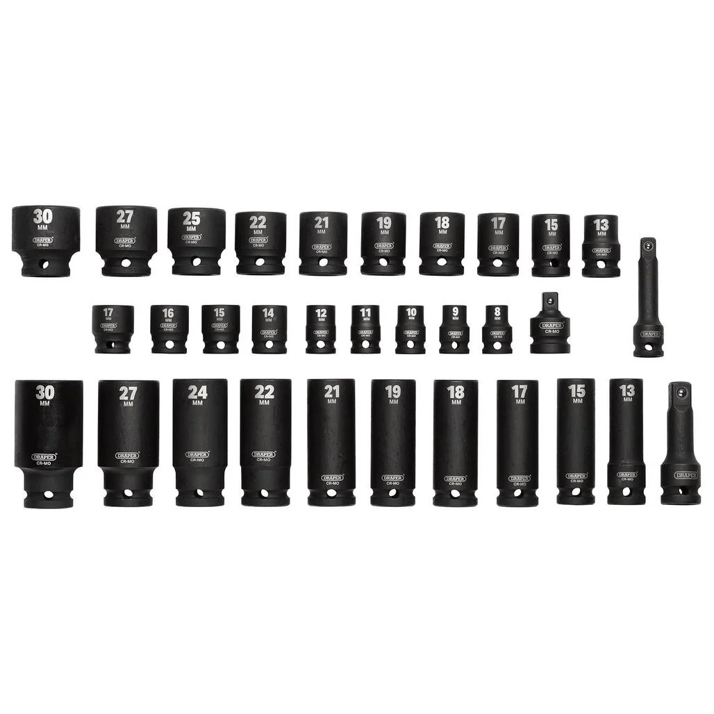 DRAPER IMPACT SOCKET SET, 3/8" & 1/2" SQ. DR. (32 PIECE) - Image 4