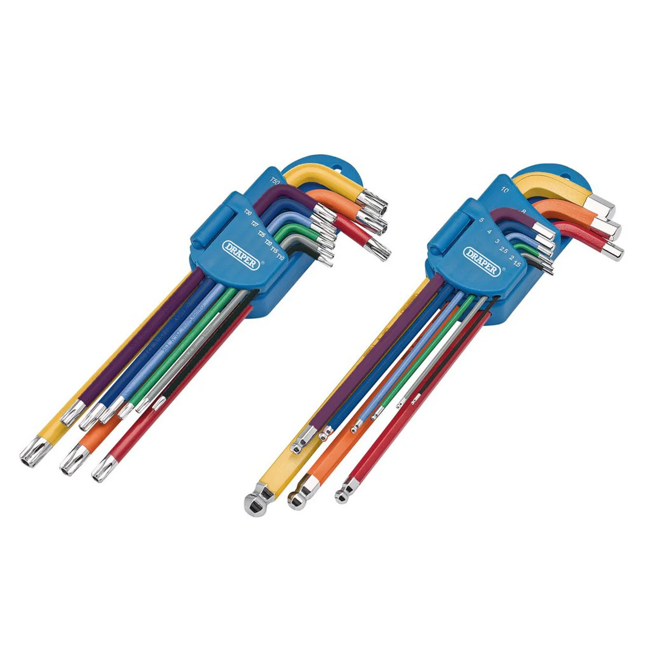 DRAPER L COLOUR TX/BALL KEY SET 18PC