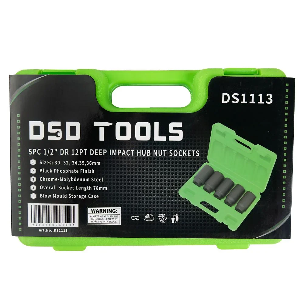 DSD TOOLS 5PC 1/2" DR 12PT DEEP IMPACT HUB NUT SOCKETS - Image 2