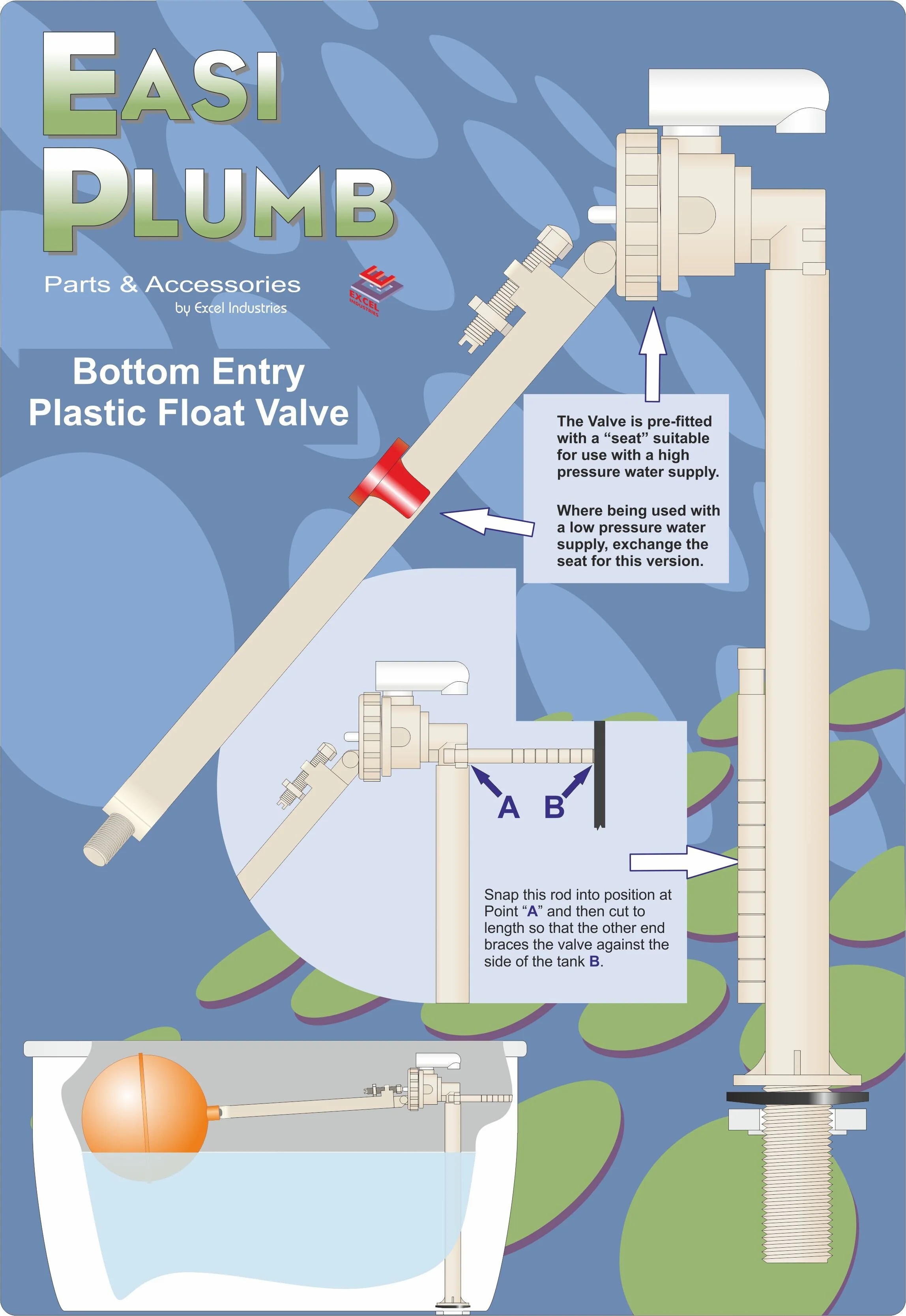 Easy Plumb Bottom Entry Plastic Float Valve