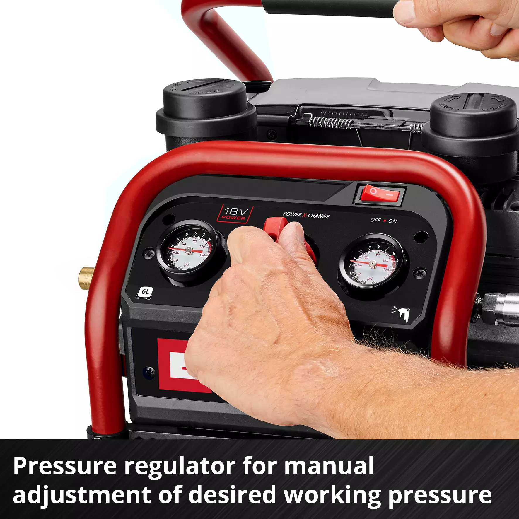 EINHELL PXC 18V PROFESSIONAL 6 LITRE 8 BAR SILENT OIL FREE COMPRESSOR, BODY ONLY - Image 5