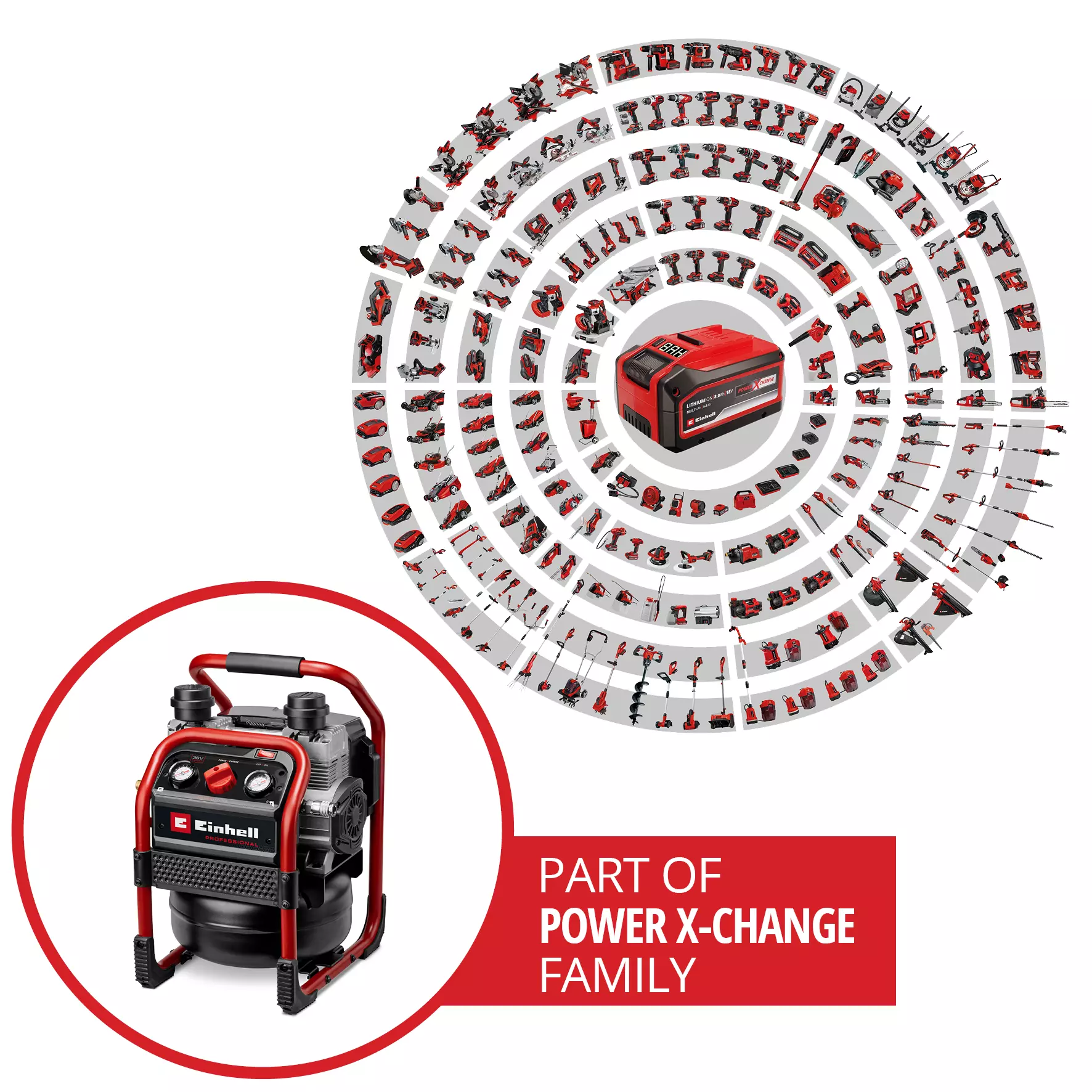 EINHELL PXC 36V PROFESSIONAL 8 LITRE 8 BAR SILENT OIL FREE COMPRESSOR, BODY ONLY - Image 2