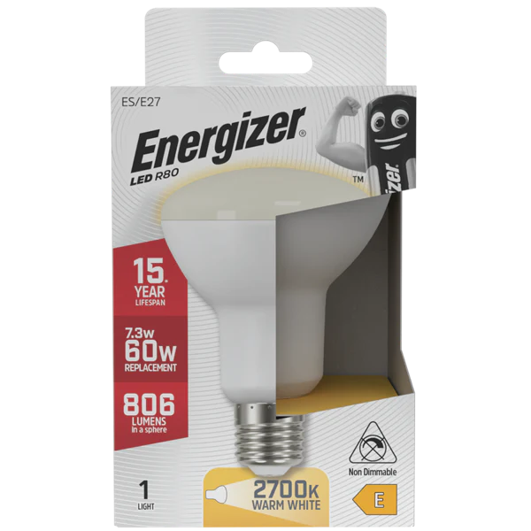 ENERGIZER LED 11W (60W) 810 LUMEN R80 REFLECTOR LAMP WARM WHITE