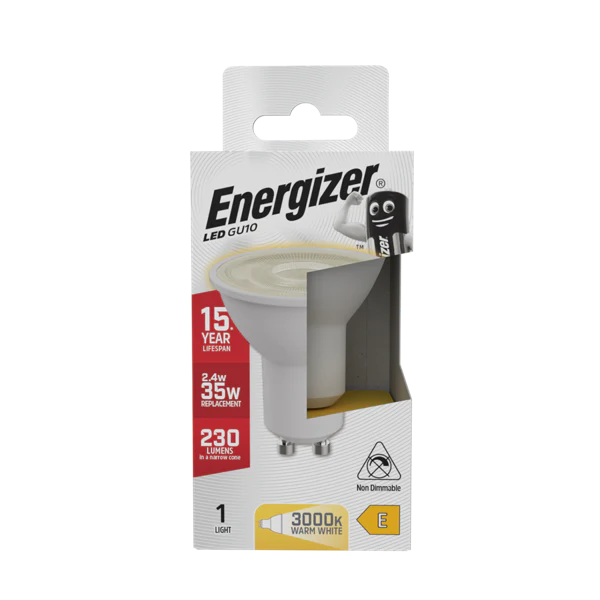 ENERGIZER LED 3.6W (35W) 250 LUMEN GU10 LAMP WARM WHITE