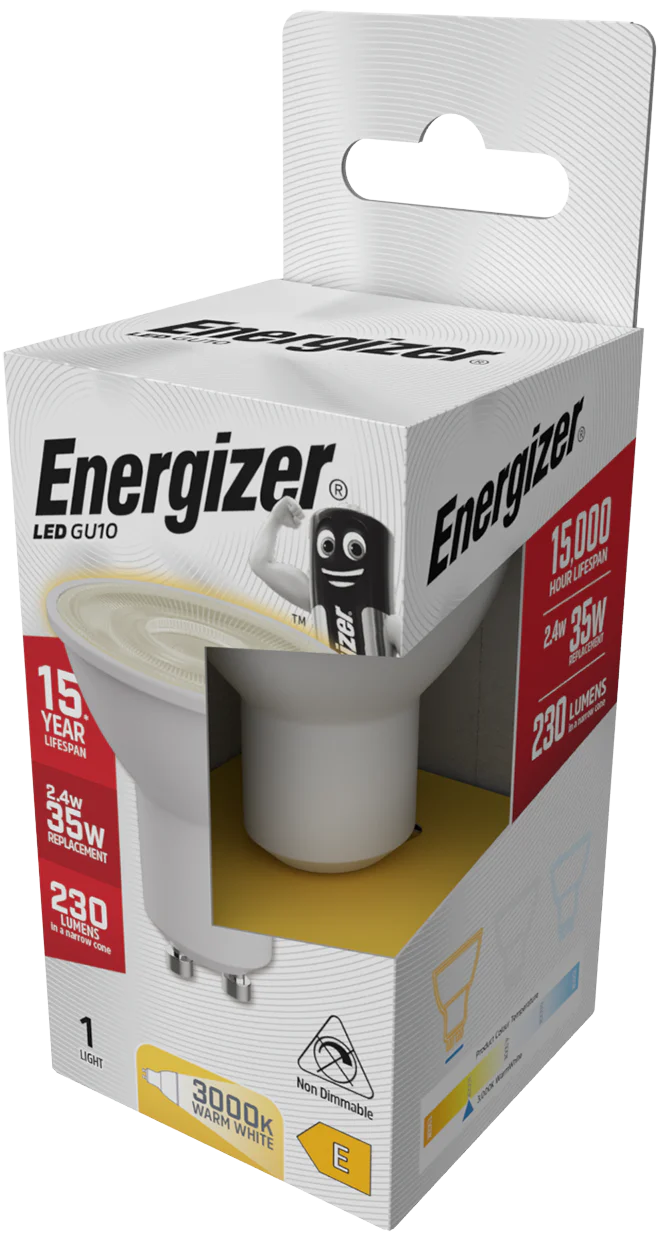ENERGIZER LED 3.6W (35W) 250 LUMEN GU10 LAMP WARM WHITE - Image 2