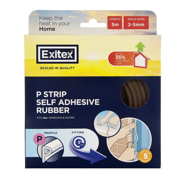 EXITEX P STRIP 5M DRAUGHT EXCLUDER WHITE