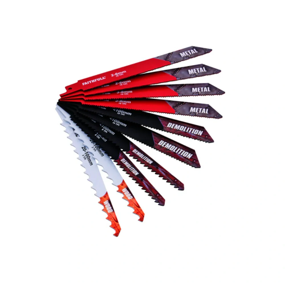 FAITHFULL 10PC SABRE SAW SET 150MM CARDED