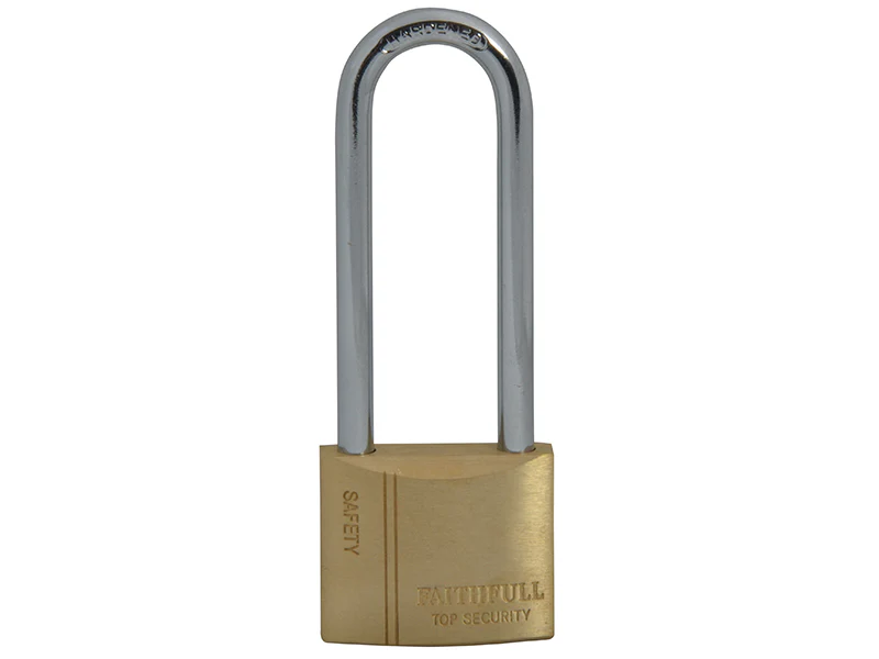 Faithfull Brass Padlock 40mm Long Shackle 3 Keys - Image 2