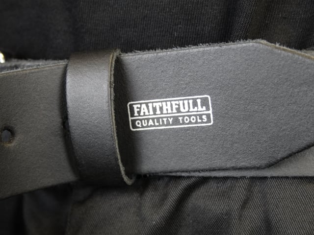 FAITHFULL HEAVY DUTY LEATHER BELT 45MM WIDE BLACK - Image 4