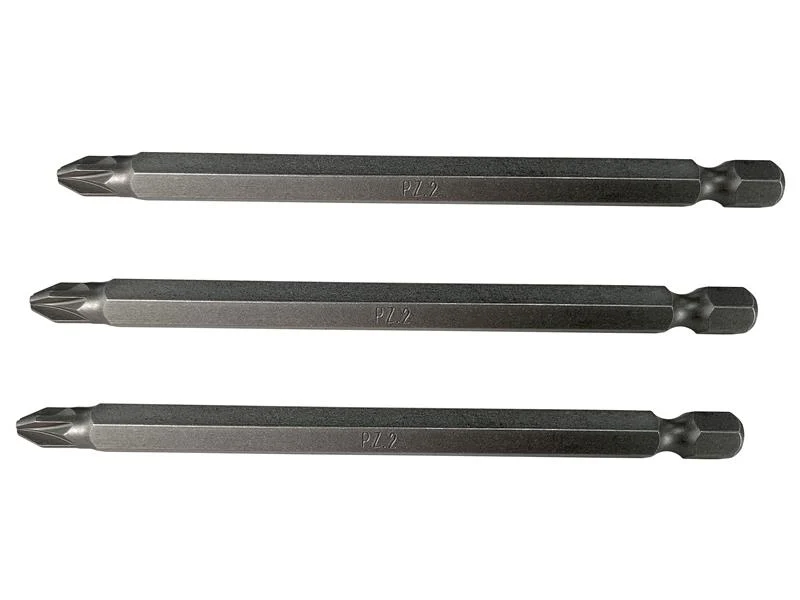 Faithfull Pozidriv S2 Power Screwdriver Bits PZ2 x 100mm (Pack 3)