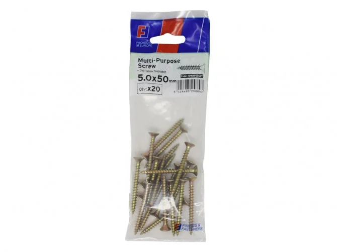 FORGEPACK MULTI PURPOSE SCREW ZYP 5.0X50MM PK 20