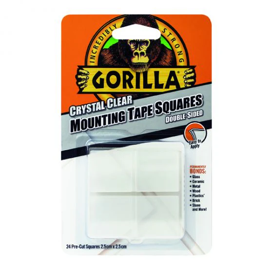 GORILLA MOUNTING TAPE SQUARES (24) CLEAR
