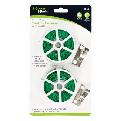 GREENBLADE GREEN BLADE 2PC X 25M TWIST TIE DISPENSER WITH CUTTER BB-TT104