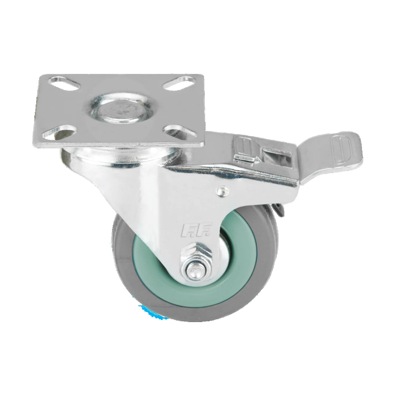 GREY RUBBER CASTERSWIVEL WITH BRAKE 100MM