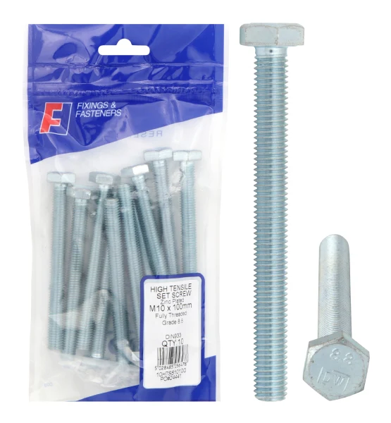 HEX HEAD SET SCREW BZP M10X60 BAG 10