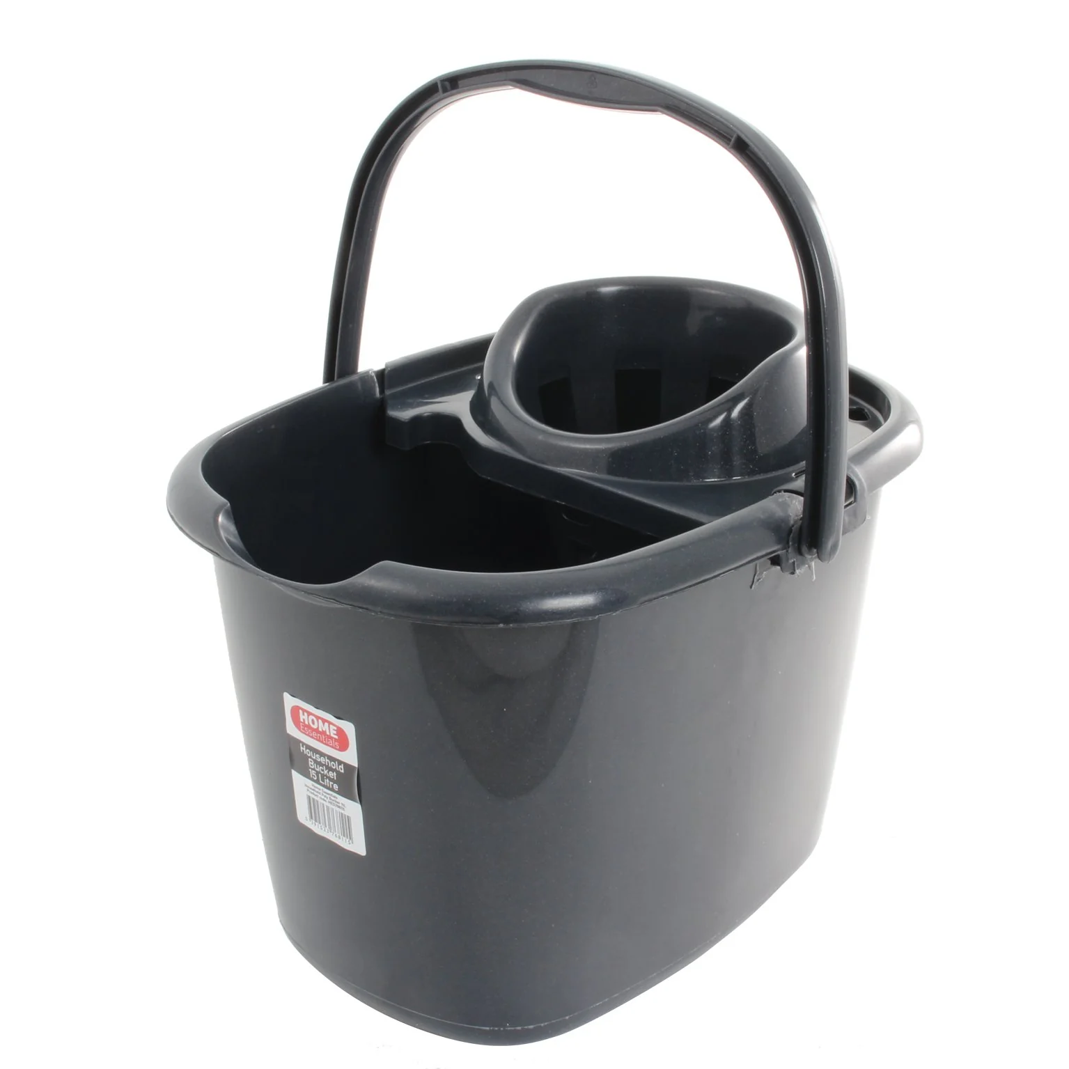 HOME ESSENTIALS HOUSEHOLD GRAPHITE POLY MOP BUCKET 15L