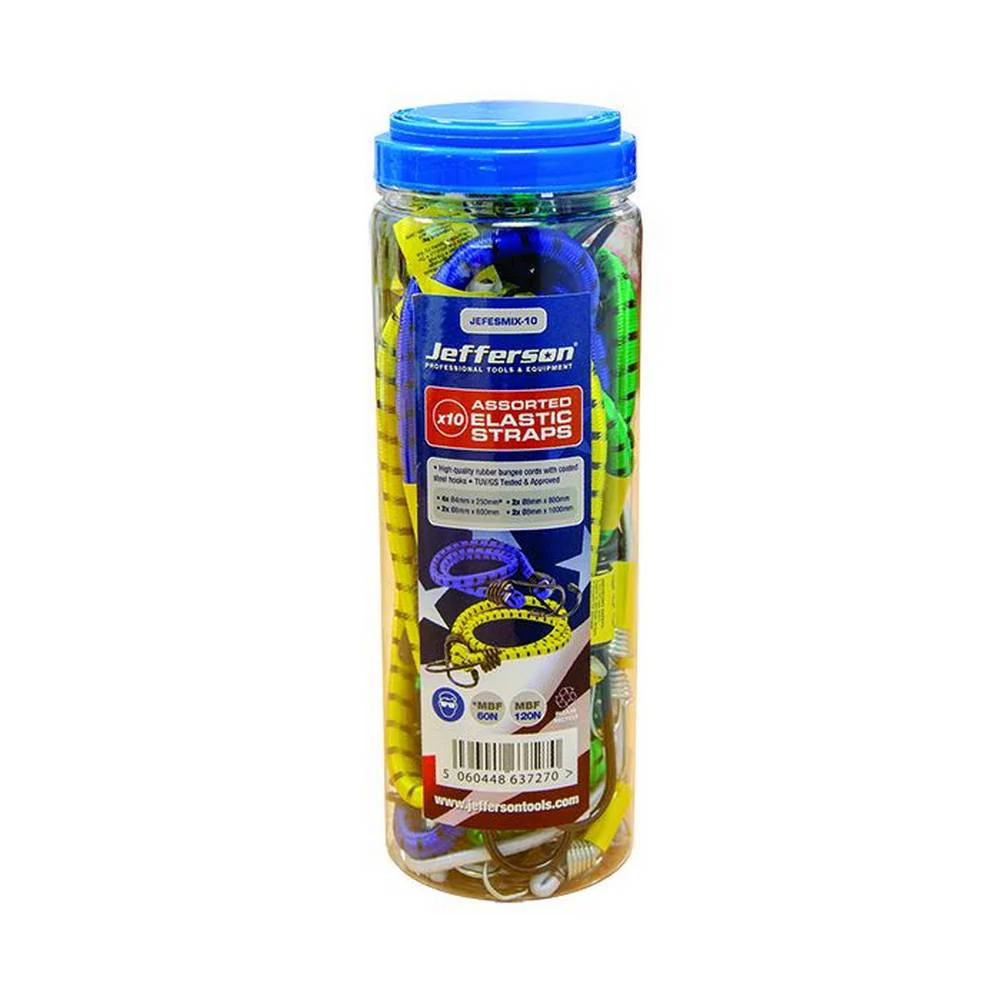 JEFFERSON 10 PIECE ASSORTED ELASTIC STRAPS