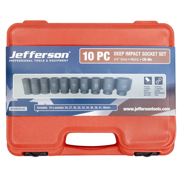 JEFFERSON 10PC 3/4" DEEP METRIC IMPACT SOCKET SET - Image 2