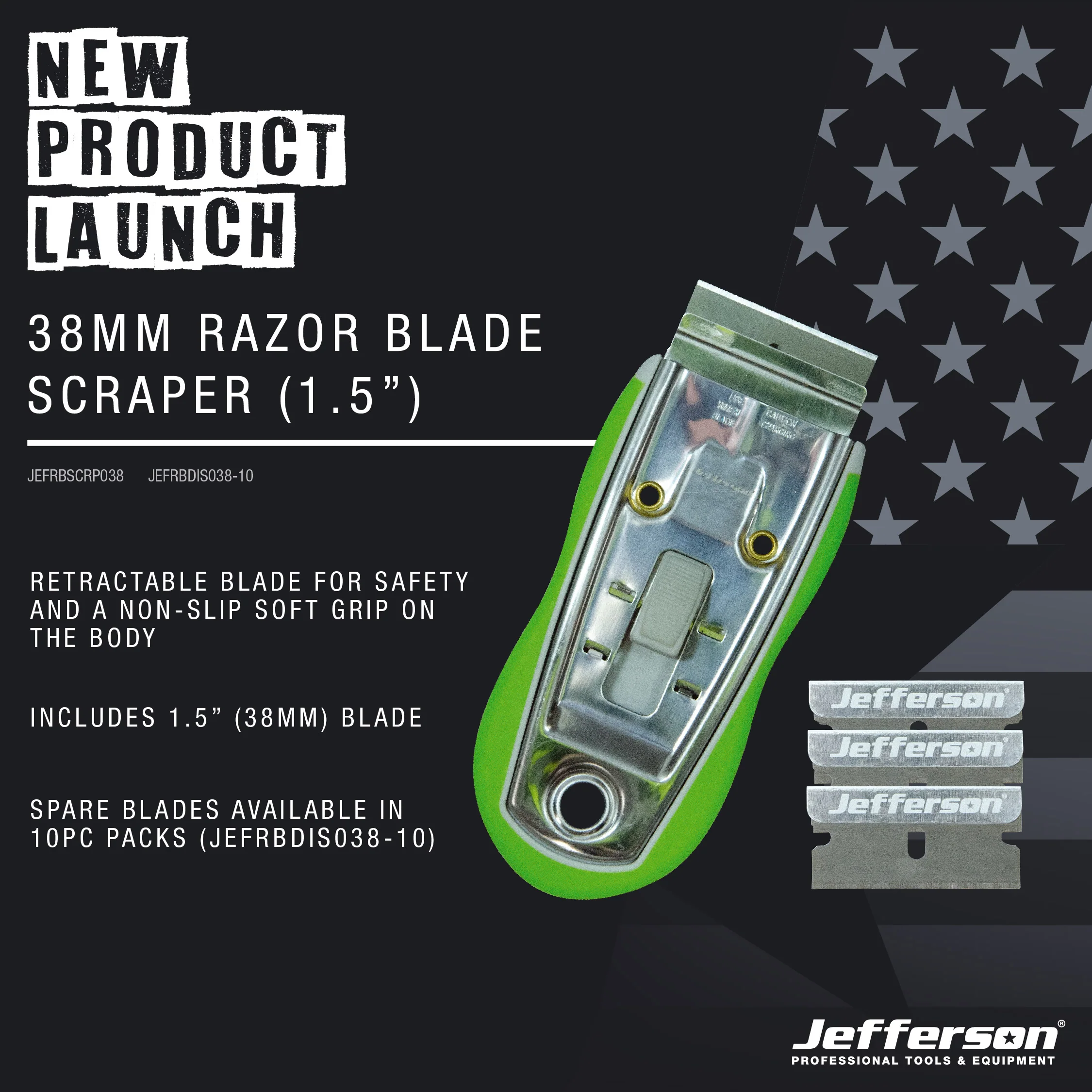 JEFFERSON 38MM RAZOR BLADE DISPENSER C/W 10 BLADES 1.5" - Image 2
