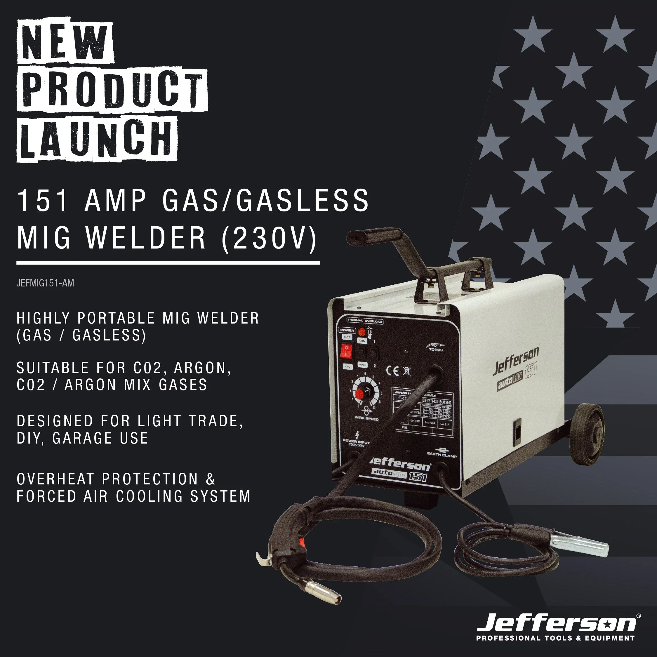 JEFFERSON GAS GASLESS MIG WELDER 230V - Image 2