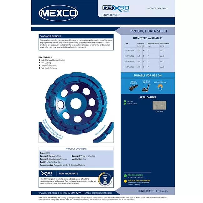 MEXCO 4.5IN DOUBLE ROW CUP GRINDER WHEEL - Image 3