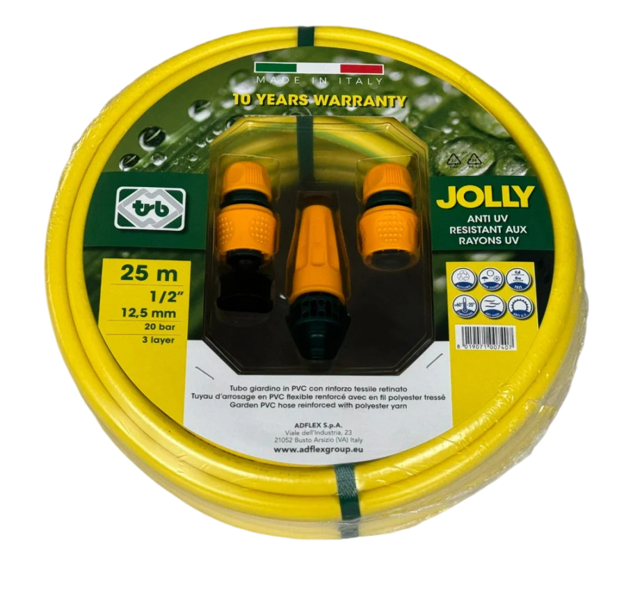 JOLLY 1/2" 25M GARDEN HOSE WITH NOZZLE KIT