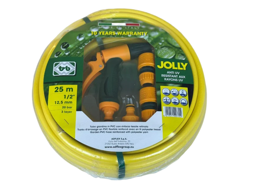 JOLLY 1/2" 25M GARDEN HOSE WITH SPRAY GUN KIT