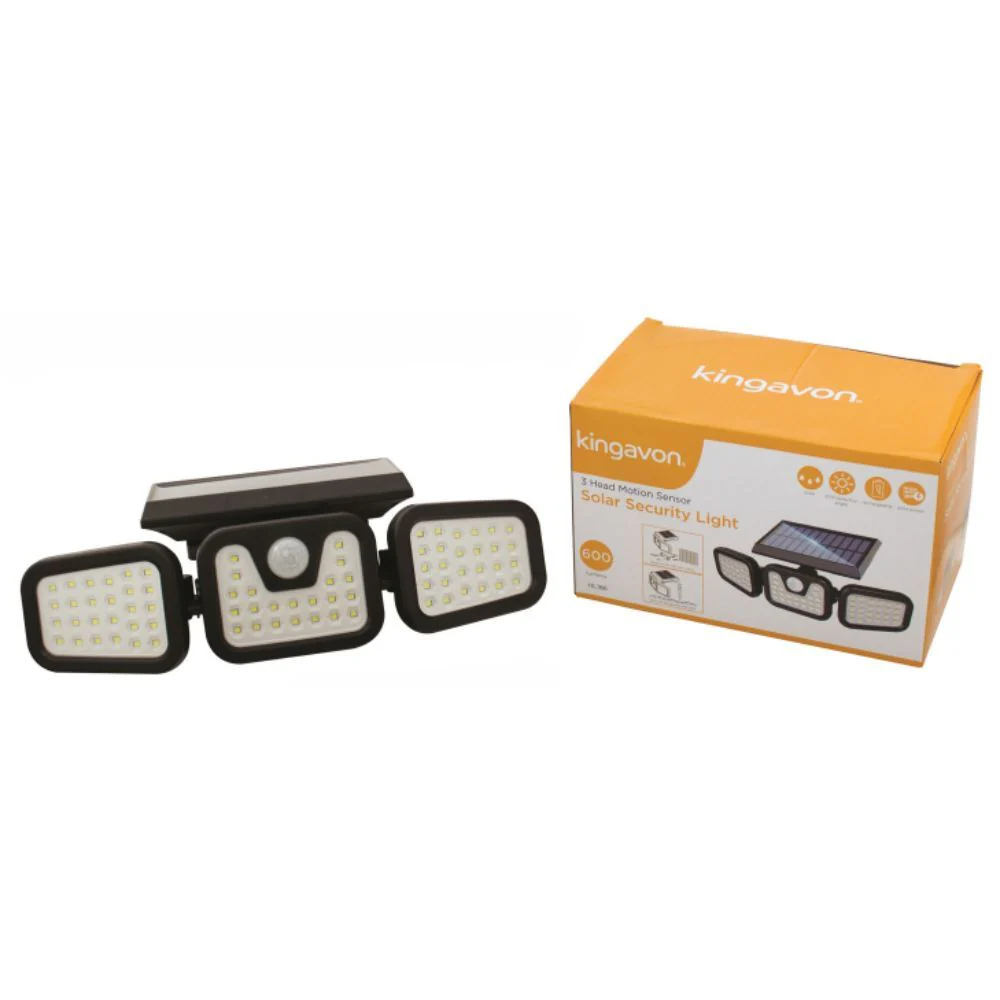 KINGAVON 3 HEAD MOTION SENSOR SOLAR SECURITY LIGHT
