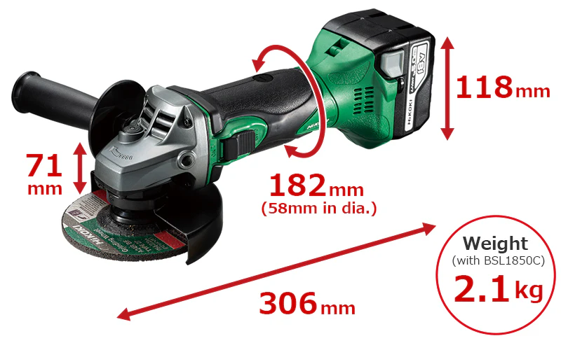 HIKOKI 18V Cordless Disc Grinder - Image 2