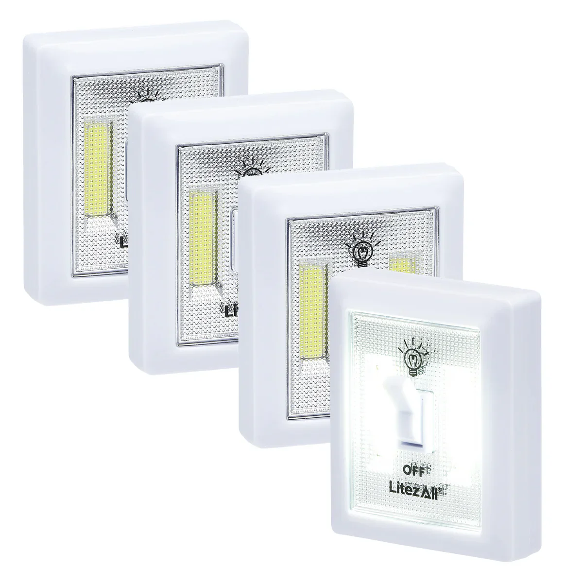 LITEZALL 4PK COB LED CORDLESS MINI LIGHT SWITCH - Image 2