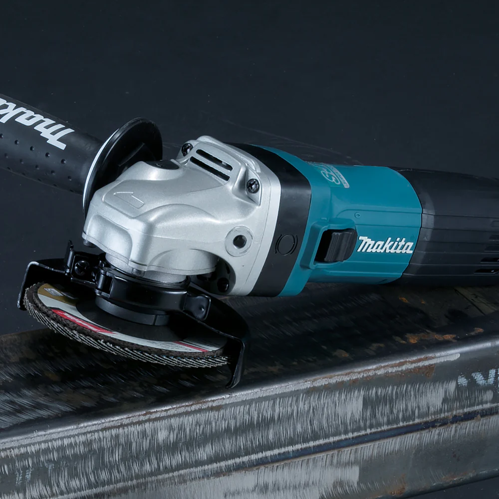 MAKITA ANGLE GRINDER 115MM 1100W SLIDE SWITCH MECHANICAL BRAKE SJS2 240V - Image 2