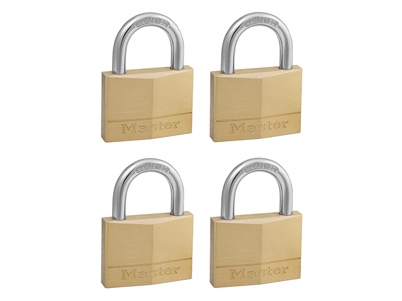 Master Lock Solid Brass 50mm Padlock 5-Pin - Keyed Alike x 4