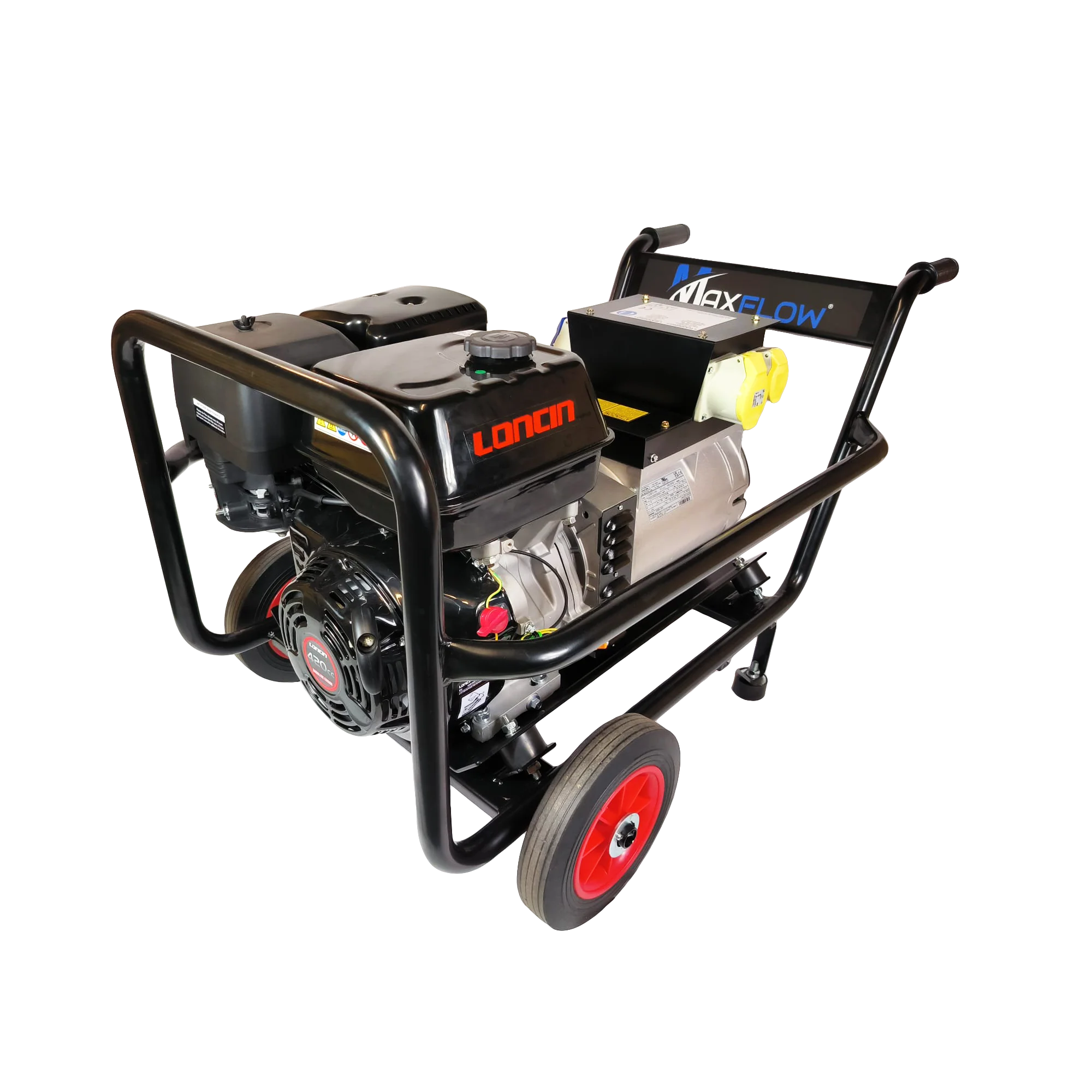 MAXFLOW 8KVA PETROL GENERATOR RECOIL START LONCIN G420F ENGINE TROLLEY FRAME + AVR