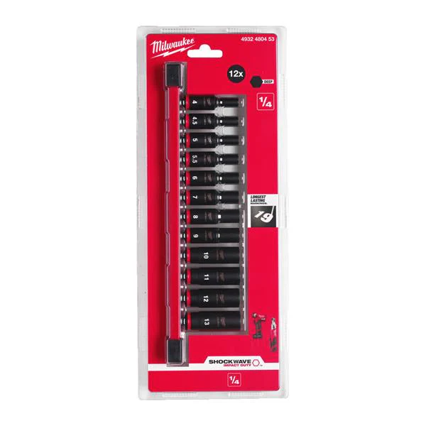 MILWAUKEE 1/4" SHOCKWAVE IMPACT DUTY SOCKET RAIL SET