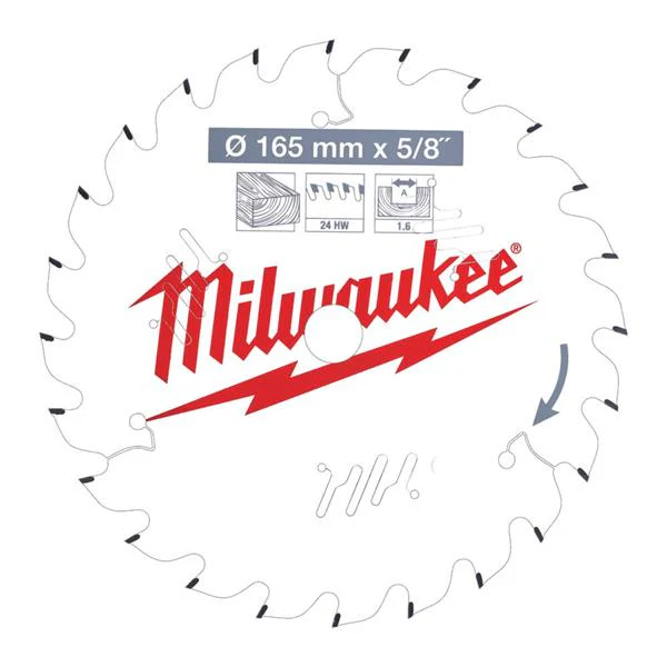 MILWAUKEE 165MM X 15.87MM x 24T CIRCULAR SAW BLADE - Image 2