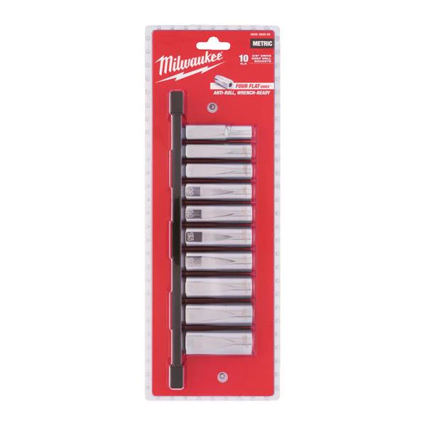 MILWAUKEE 3/8IN DRIVE ME. DEEP CHROME SOCKETS 10 PIECE